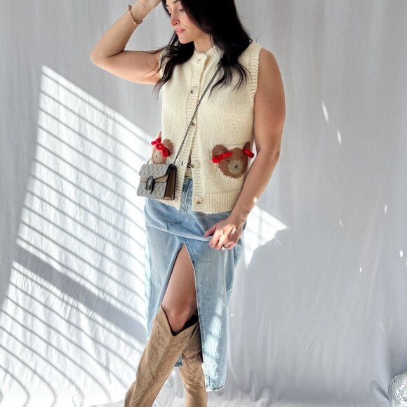 Sofie The Label | Teddy Bear Button Down Knit Vest | Cream - Picture 2 of 16